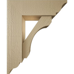 Ekena Millwork - BKTUR0554X18X22LEC01RCPR - Timberthane Faux Wood Legacy Style Bracket w/ Offset Brace, Traditional Ends, 5 1/2"W x 18"D x 22"H, Primed Tan