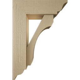 Ekena Millwork - BKTUR0554X18X26LEC01RCPR - Timberthane Faux Wood Legacy Style Bracket w/ Offset Brace, Traditional Ends, 5 1/2"W x 18"D x 26"H, Primed Tan