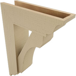Ekena Millwork - BKTUR0554X18X26LEC01RCPR - Timberthane Faux Wood Legacy Style Bracket w/ Offset Brace, Traditional Ends, 5 1/2"W x 18"D x 26"H, Primed Tan