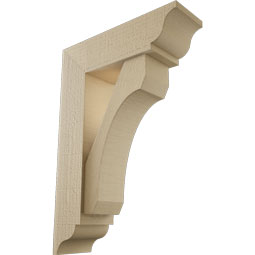 Ekena Millwork - BKTUR0554X18X26LEC01RCPR - Timberthane Faux Wood Legacy Style Bracket w/ Offset Brace, Traditional Ends, 5 1/2"W x 18"D x 26"H, Primed Tan