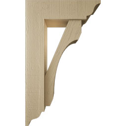 Ekena Millwork - BKTUR0554X18X30LEC01RCPR - Timberthane Faux Wood Legacy Style Bracket w/ Offset Brace, Traditional Ends, 5 1/2"W x 18"D x 30"H, Primed Tan