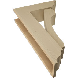 Ekena Millwork - BKTUR0554X18X30LEC01RCPR - Timberthane Faux Wood Legacy Style Bracket w/ Offset Brace, Traditional Ends, 5 1/2"W x 18"D x 30"H, Primed Tan