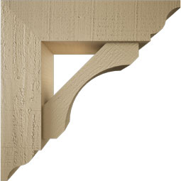 Ekena Millwork - BKTUR0554X20X20LEC01RCPR - Timberthane Faux Wood Legacy Style Bracket w/ Offset Brace, Traditional Ends, 5 1/2"W x 20"D x 20"H, Primed Tan