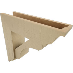 Ekena Millwork - BKTUR0554X20X20LEC01RCPR - Timberthane Faux Wood Legacy Style Bracket w/ Offset Brace, Traditional Ends, 5 1/2"W x 20"D x 20"H, Primed Tan