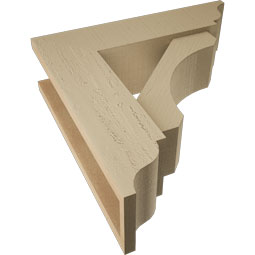 Ekena Millwork - BKTUR0554X20X20LEC01RCPR - Timberthane Faux Wood Legacy Style Bracket w/ Offset Brace, Traditional Ends, 5 1/2"W x 20"D x 20"H, Primed Tan