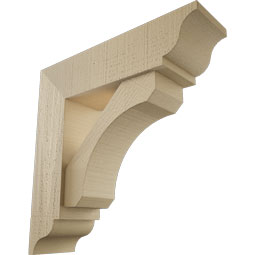 Ekena Millwork - BKTUR0554X20X20LEC01RCPR - Timberthane Faux Wood Legacy Style Bracket w/ Offset Brace, Traditional Ends, 5 1/2"W x 20"D x 20"H, Primed Tan