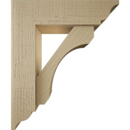 Ekena Millwork - BKTUR0554X20X24LEC01RCPR - Timberthane Faux Wood Legacy Style Bracket w/ Offset Brace, Traditional Ends, 5 1/2"W x 20"D x 24"H, Primed Tan