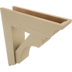 Ekena Millwork - BKTUR0554X20X24LEC01RCPR - Timberthane Faux Wood Legacy Style Bracket w/ Offset Brace, Traditional Ends, 5 1/2"W x 20"D x 24"H, Primed Tan