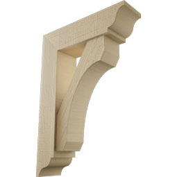 Ekena Millwork - BKTUR0554X20X28LEC01RCPR - Timberthane Faux Wood Legacy Style Bracket w/ Offset Brace, Traditional Ends, 5 1/2"W x 20"D x 28"H, Primed Tan
