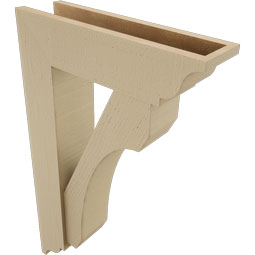 Ekena Millwork - BKTUR0554X20X32LEC01RCPR - Timberthane Faux Wood Legacy Style Bracket w/ Offset Brace, Traditional Ends, 5 1/2"W x 20"D x 32"H, Primed Tan
