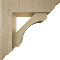 Ekena Millwork - BKTUR0554X22X22LEC01RCPR - Timberthane Faux Wood Legacy Style Bracket w/ Offset Brace, Traditional Ends, 5 1/2"W x 22"D x 22"H, Primed Tan