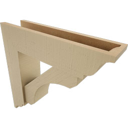 Ekena Millwork - BKTUR0554X22X22LEC01RCPR - Timberthane Faux Wood Legacy Style Bracket w/ Offset Brace, Traditional Ends, 5 1/2"W x 22"D x 22"H, Primed Tan