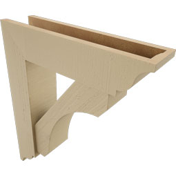 Ekena Millwork - BKTUR0554X22X26LEC01RCPR - Timberthane Faux Wood Legacy Style Bracket w/ Offset Brace, Traditional Ends, 5 1/2"W x 22"D x 26"H, Primed Tan