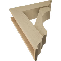 Ekena Millwork - BKTUR0554X22X26LEC01RCPR - Timberthane Faux Wood Legacy Style Bracket w/ Offset Brace, Traditional Ends, 5 1/2"W x 22"D x 26"H, Primed Tan