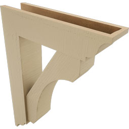 Ekena Millwork - BKTUR0554X22X30LEC01RCPR - Timberthane Faux Wood Legacy Style Bracket w/ Offset Brace, Traditional Ends, 5 1/2"W x 22"D x 30"H, Primed Tan