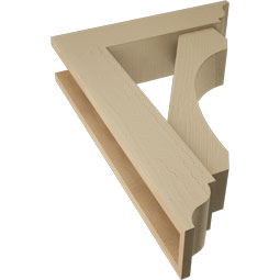 Ekena Millwork - BKTUR0554X22X30LEC01RCPR - Timberthane Faux Wood Legacy Style Bracket w/ Offset Brace, Traditional Ends, 5 1/2"W x 22"D x 30"H, Primed Tan