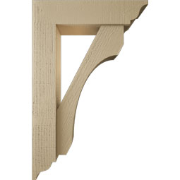 Ekena Millwork - BKTUR0554X22X34LEC01RCPR - Timberthane Faux Wood Legacy Style Bracket w/ Offset Brace, Traditional Ends, 5 1/2"W x 22"D x 34"H, Primed Tan