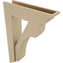 Ekena Millwork - BKTUR0554X22X34LEC01RCPR - Timberthane Faux Wood Legacy Style Bracket w/ Offset Brace, Traditional Ends, 5 1/2"W x 22"D x 34"H, Primed Tan