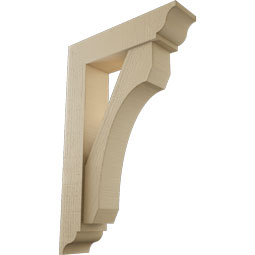 Ekena Millwork - BKTUR0554X22X34LEC01RCPR - Timberthane Faux Wood Legacy Style Bracket w/ Offset Brace, Traditional Ends, 5 1/2"W x 22"D x 34"H, Primed Tan