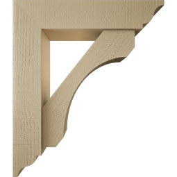 Ekena Millwork - BKTUR0554X24X28LEC01RCPR - Timberthane Faux Wood Legacy Style Bracket w/ Offset Brace, Traditional Ends, 5 1/2"W x 24"D x 28"H, Primed Tan