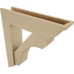 Ekena Millwork - BKTUR0554X24X28LEC01RCPR - Timberthane Faux Wood Legacy Style Bracket w/ Offset Brace, Traditional Ends, 5 1/2"W x 24"D x 28"H, Primed Tan