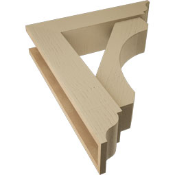 Ekena Millwork - BKTUR0554X24X28LEC01RCPR - Timberthane Faux Wood Legacy Style Bracket w/ Offset Brace, Traditional Ends, 5 1/2"W x 24"D x 28"H, Primed Tan
