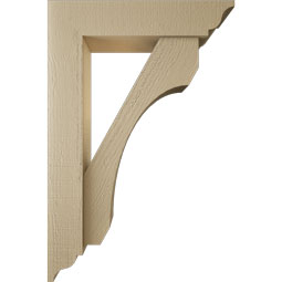 Ekena Millwork - BKTUR0554X24X36LEC01RCPR - Timberthane Faux Wood Legacy Style Bracket w/ Offset Brace, Traditional Ends, 5 1/2"W x 24"D x 36"H, Primed Tan