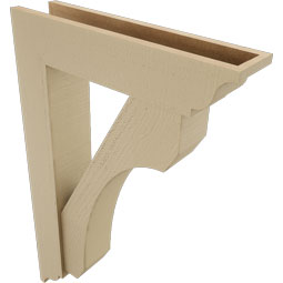 Ekena Millwork - BKTUR0554X24X36LEC01RCPR - Timberthane Faux Wood Legacy Style Bracket w/ Offset Brace, Traditional Ends, 5 1/2"W x 24"D x 36"H, Primed Tan