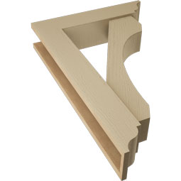 Ekena Millwork - BKTUR0554X24X36LEC01RCPR - Timberthane Faux Wood Legacy Style Bracket w/ Offset Brace, Traditional Ends, 5 1/2"W x 24"D x 36"H, Primed Tan