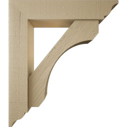 Ekena Millwork - BKTUR0554X26X30LEC01RCPR - Timberthane Faux Wood Legacy Style Bracket w/ Offset Brace, Traditional Ends, 5 1/2"W x 26"D x 30"H, Primed Tan