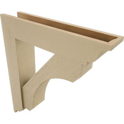 Ekena Millwork - BKTUR0554X26X30LEC01RCPR - Timberthane Faux Wood Legacy Style Bracket w/ Offset Brace, Traditional Ends, 5 1/2"W x 26"D x 30"H, Primed Tan