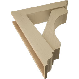 Ekena Millwork - BKTUR0554X26X30LEC01RCPR - Timberthane Faux Wood Legacy Style Bracket w/ Offset Brace, Traditional Ends, 5 1/2"W x 26"D x 30"H, Primed Tan