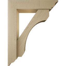 Ekena Millwork - BKTUR0554X26X34LEC01RCPR - Timberthane Faux Wood Legacy Style Bracket w/ Offset Brace, Traditional Ends, 5 1/2"W x 26"D x 34"H, Primed Tan