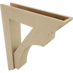 Ekena Millwork - BKTUR0554X26X34LEC01RCPR - Timberthane Faux Wood Legacy Style Bracket w/ Offset Brace, Traditional Ends, 5 1/2"W x 26"D x 34"H, Primed Tan