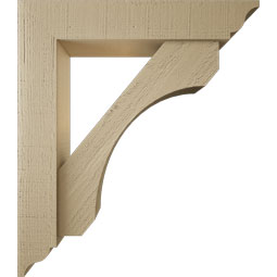 Ekena Millwork - BKTUR0554X28X32LEC01RCPR - Timberthane Faux Wood Legacy Style Bracket w/ Offset Brace, Traditional Ends, 5 1/2"W x 28"D x 32"H, Primed Tan