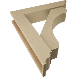 Ekena Millwork - BKTUR0554X28X32LEC01RCPR - Timberthane Faux Wood Legacy Style Bracket w/ Offset Brace, Traditional Ends, 5 1/2"W x 28"D x 32"H, Primed Tan
