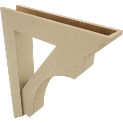 Ekena Millwork - BKTUR0554X28X36LEC01RCPR - Timberthane Faux Wood Legacy Style Bracket w/ Offset Brace, Traditional Ends, 5 1/2"W x 28"D x 36"H, Primed Tan