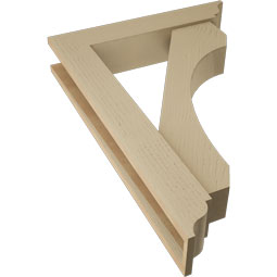 Ekena Millwork - BKTUR0554X28X40LEC01RCPR - Timberthane Faux Wood Legacy Style Bracket w/ Offset Brace, Traditional Ends, 5 1/2"W x 28"D x 40"H, Primed Tan