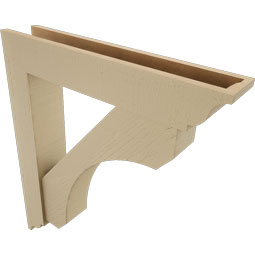 Ekena Millwork - BKTUR0554X30X34LEC01RCPR - Timberthane Faux Wood Legacy Style Bracket w/ Offset Brace, Traditional Ends, 5 1/2"W x 30"D x 34"H, Primed Tan
