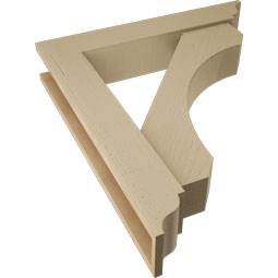 Ekena Millwork - BKTUR0554X30X34LEC01RCPR - Timberthane Faux Wood Legacy Style Bracket w/ Offset Brace, Traditional Ends, 5 1/2"W x 30"D x 34"H, Primed Tan