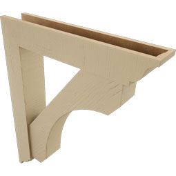 Ekena Millwork - BKTUR0554X30X36LEC01RCPR - Timberthane Faux Wood Legacy Style Bracket w/ Offset Brace, Traditional Ends, 5 1/2"W x 30"D x 36"H, Primed Tan
