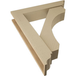Ekena Millwork - BKTUR0554X30X36LEC01RCPR - Timberthane Faux Wood Legacy Style Bracket w/ Offset Brace, Traditional Ends, 5 1/2"W x 30"D x 36"H, Primed Tan