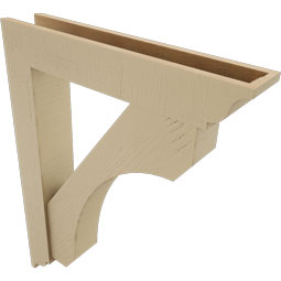 Ekena Millwork - BKTUR0554X30X38LEC01RCPR - Timberthane Faux Wood Legacy Style Bracket w/ Offset Brace, Traditional Ends, 5 1/2"W x 30"D x 38"H, Primed Tan