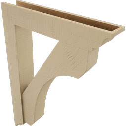 Ekena Millwork - BKTUR0554X30X42LEC01RCPR - Timberthane Faux Wood Legacy Style Bracket w/ Offset Brace, Traditional Ends, 5 1/2"W x 30"D x 42"H, Primed Tan
