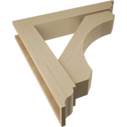 Ekena Millwork - BKTUR0554X32X32LEC01RCPR - Timberthane Faux Wood Legacy Style Bracket w/ Offset Brace, Traditional Ends, 5 1/2"W x 32"D x 32"H, Primed Tan