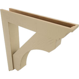 Ekena Millwork - BKTUR0554X32X36LEC01RCPR - Timberthane Faux Wood Legacy Style Bracket w/ Offset Brace, Traditional Ends, 5 1/2"W x 32"D x 36"H, Primed Tan