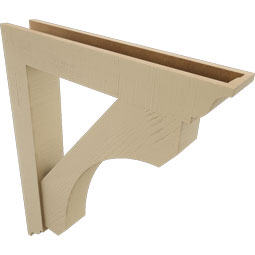 Ekena Millwork - BKTUR0554X32X38LEC01RCPR - Timberthane Faux Wood Legacy Style Bracket w/ Offset Brace, Traditional Ends, 5 1/2"W x 32"D x 38"H, Primed Tan