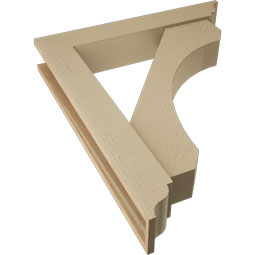 Ekena Millwork - BKTUR0554X32X38LEC01RCPR - Timberthane Faux Wood Legacy Style Bracket w/ Offset Brace, Traditional Ends, 5 1/2"W x 32"D x 38"H, Primed Tan