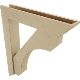 Ekena Millwork - BKTUR0554X32X40LEC01RCPR - Timberthane Faux Wood Legacy Style Bracket w/ Offset Brace, Traditional Ends, 5 1/2"W x 32"D x 40"H, Primed Tan