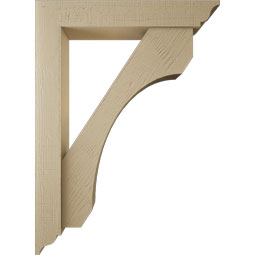 Ekena Millwork - BKTUR0554X32X44LEC01RCPR - Timberthane Faux Wood Legacy Style Bracket w/ Offset Brace, Traditional Ends, 5 1/2"W x 32"D x 44"H, Primed Tan